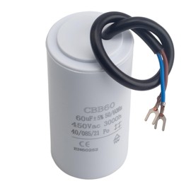 CBB60 60UF 450vac Motor Run Capacitor Volt Cylindrical Dual Wire, Suitable for Motor Run, High Pressure Washer, Air Compressor, Blower, Generator, Washing Machine Air Conditioner Replacement Parts.