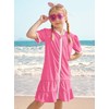 Girls Summer Zip Up Ruffle Hem Swim Cover Up Hooded