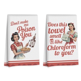 CFGBFDGH 2Pcs Funny Kitchen Towels, Retro Sassy Lady Decorative Hand Towels for Kitchen Home Farmhouse, Absorbent Microfiber Dish Cloth Tea Towel, Housewarming Gifts for Women Mom Grandma