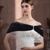 NICENEEDED Bridal Detachable Tulle Shawl, Black Wedding Strapes Puffy Dress