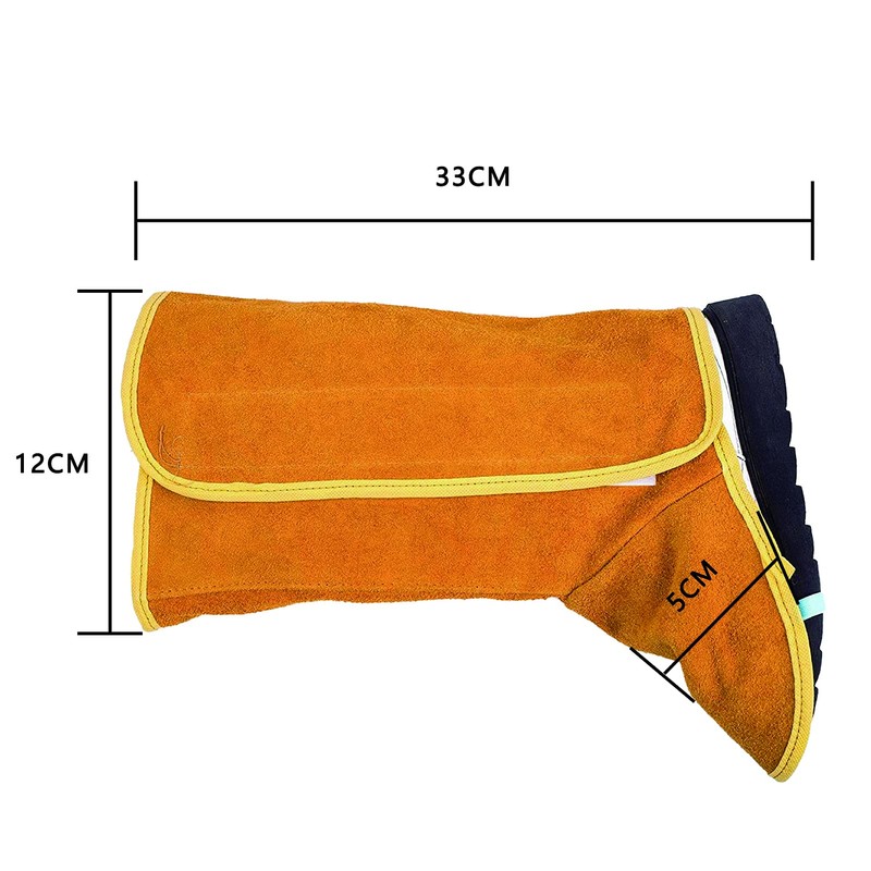 Telituny Cowhide Shoe Protector, Welding Gaiters, 1 Pair Long Leather