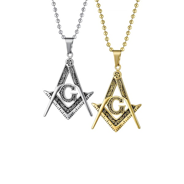 Bling Jewelry Set of Two Black Oxidized Large Freemason Secret