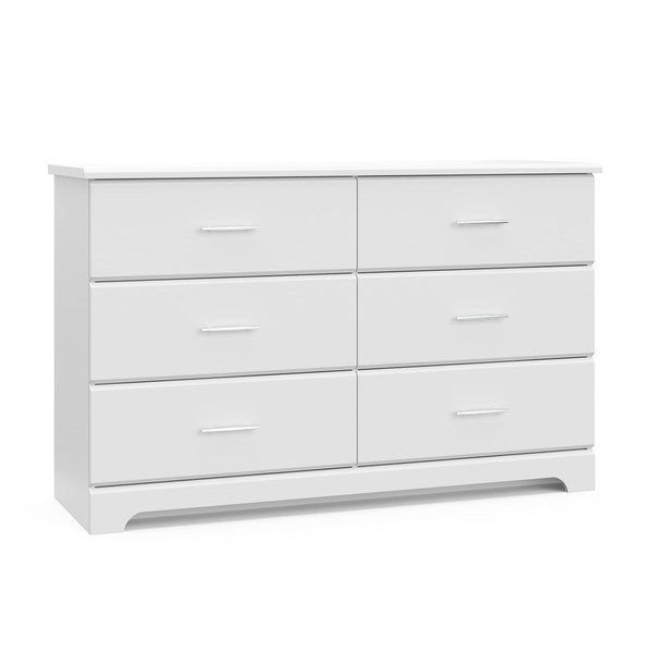 Storkcraft Brookside 6 Drawer Double Dresser (White) – GREENGUARD Gold Certified, Dresser For Nursery, Kids, Chest Of Drawers