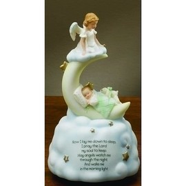 Sweet Dreams Guardian Angel Baby Prayer Musical Music Figurine Statue Plays Brahm's Lullaby