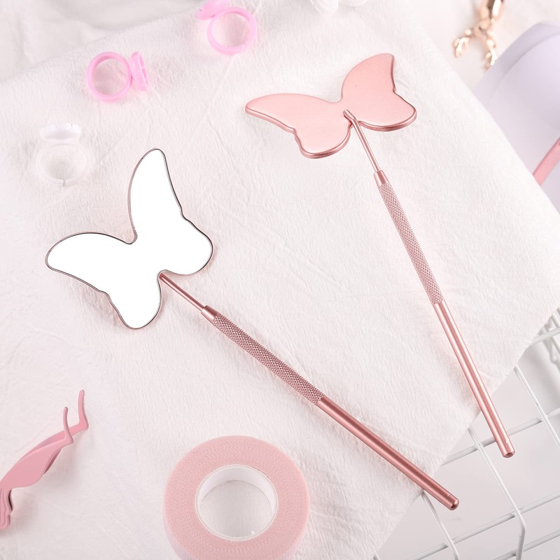 Miuffue Butterfly Lash Mirror, 2.5" Cute Eyelash Mirror, Stainless Steel