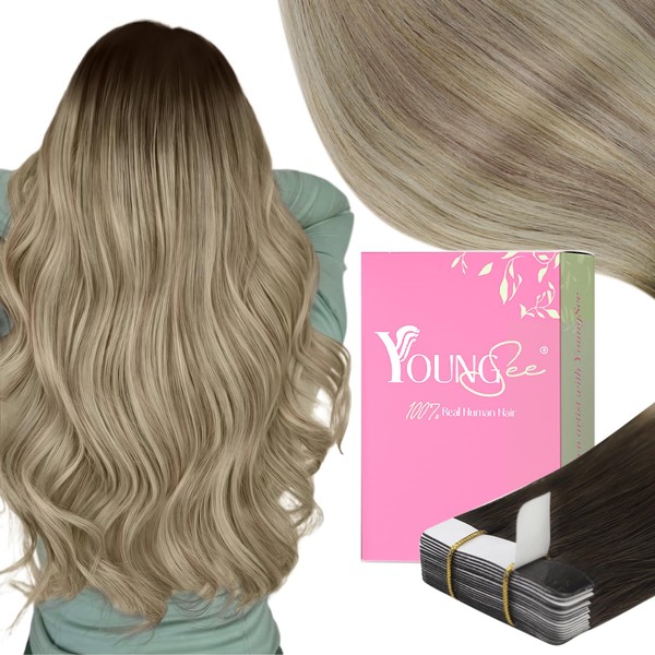 YoungSee Tape in Human Hair Extensions Balayage Invisible Tape in