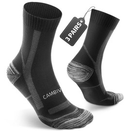 CAMBIVO Sportsocken Herren 43-46, Merino Wandersocken 3 Paare, Leichte Outdoor & Trekking-Socken, Gepolstert, Anti-Blasen, Schweißableitend, Wollsocken Sneakersocken Funktionssocken