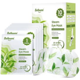 BeHoomi Máscara de ojos de vapor para ojos secos, 10 paquetes de máscara de ojos calentada de té verde, autocalentable desechable SPA caliente compresa de ojos máscara de dormir para ojeras e hinchazón, refresca los ojos cansados, alivio del estrés