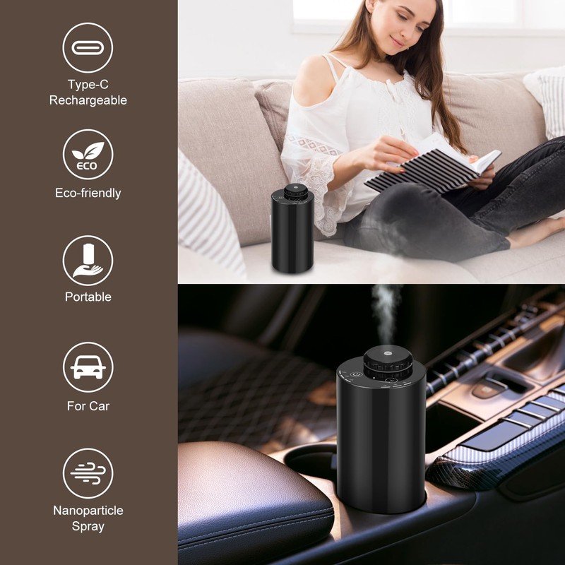 Waterless Diffuser for Essential Oil Nebulizer, 7 Colors LED Light,
