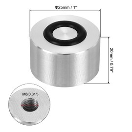 sourcing map M8 Thread 25mm / 1" Dia 20mm Thick Aluminum Circle Disc Glass Top Adapter 4pcs Round Solid Table Feet Pad Plate Hardware with Anti-Slip Rubber Ring