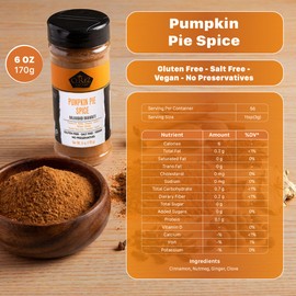 Cerez Pazari Pumpkin Pie Spice 6 oz – Fall Spice Blend with Cinnamon, Nutmeg, Ginger & Cloves – Non-GMO, No Additives – Perfect for Baking, Lattes, Oatmeal & Holiday Recipes