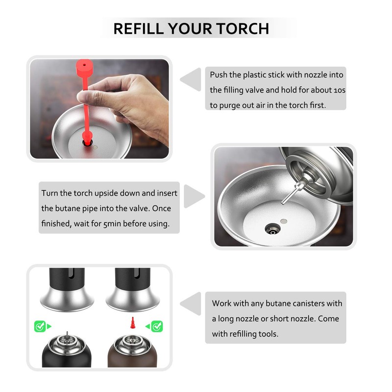 Kollea Butane Torch Lighter, Mini Kitchen Cooking Torch Lighter with