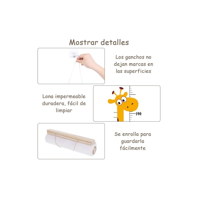 Tabla de Crecimiento para Niños, Tabla de Altura con Ganchos,