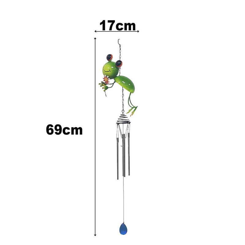 Bright Eyes Green Frog Wind Chime Hanging Decor Garden Indoor