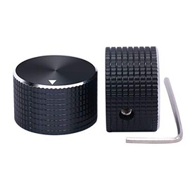 Taiss / 2Pcs 25 mmx15 mm 6.4mm / 0.25" Black Aluminum Rotary Electronic Control Potentiometer Knobs