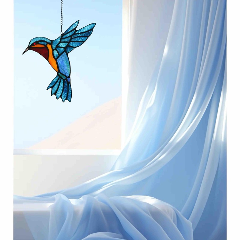 Alivagar Stained Glass Bird Window Hangings SunCatcher, 9" x 7