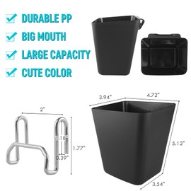 G.CORE Large Grid Wall Bins - 6Pack Black Gridwall Accessories Hanging Cups with Back Hooks - Plastic Grid Wall Panels Organizers Wire Shelves Holders for Garage Garden Craft Office Tools Storage