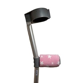 Crutch Handle Padded/Pad Covers (Set of 2) - Selection of Colours/Designs (Pink Stars)