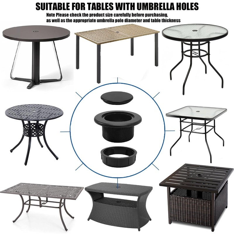 Patio Table Umbrella Hole Ring Plug Cap Set, Yard Parasol