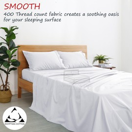 400 TC Premium Egyptian Cotton King 12 inch Deep Pocket 4 PC Sheet Set(White Solid)