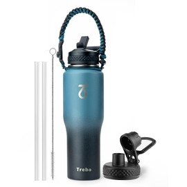 Trebo 40 oz Water Bottle Insulated Fit in Any Car Cup Holder,Triple Wall Vacuum Insulated Water Bottle (Cold for 48 Hrs, Hot for 24 Hrs),Leakproof Stainless Steel Tumbler Flask with Paracord Handle