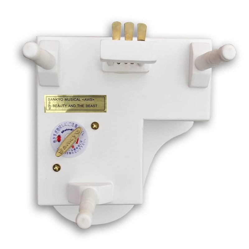 BinkeGG White Wooden Wind up Grand Piano Music Box with