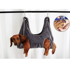 Dog Hammock Helper, Microfiber pet Grooming Hammock Restraint Bag, Pet Bath Towel Drying Towel, Help The Beloved pet to wash, Groom and Trim The Nails (L, Grey)…
