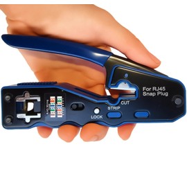 RJ45 Crimp Tool 8P RJ45 Crimping Tool Pass Through Ethernet Crimper for Cat5e Cat6 Cat6a 8P8C Modular Connectors Crimping Tool (Blue)