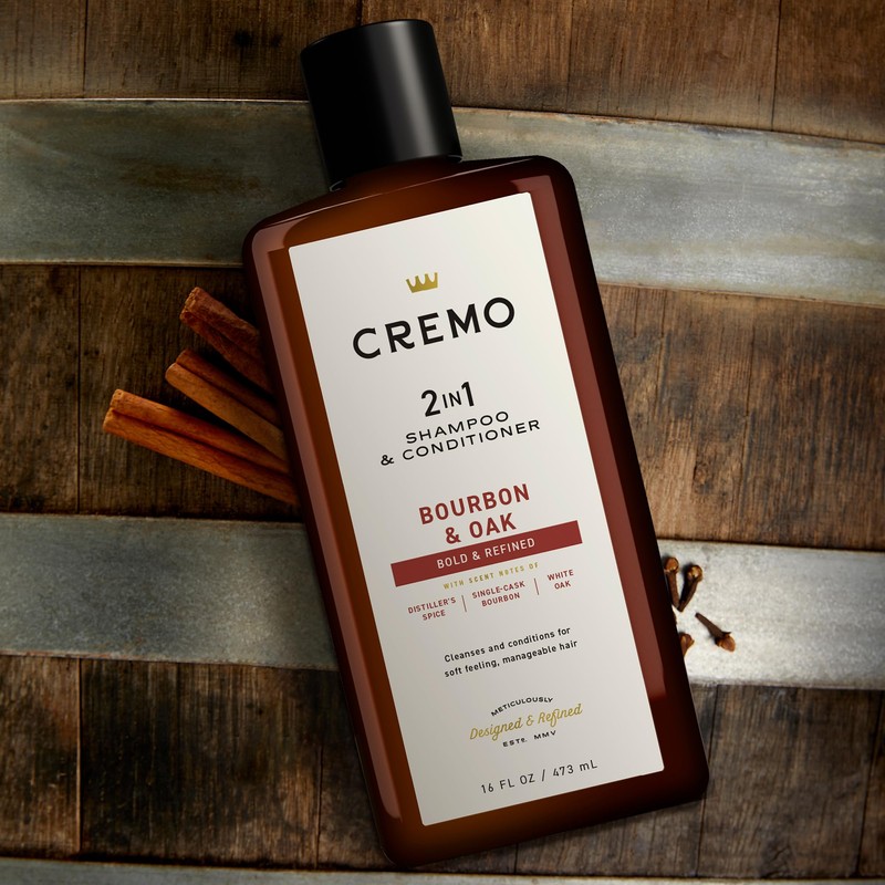 Cremo Bourbon & Oak Barber Grade 2-in-1 Shampoo & Conditioner,