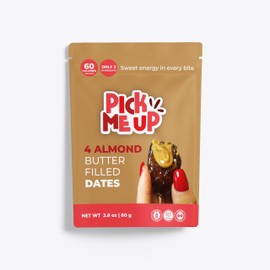 Pick Me Up Snacks – Pack of 5 Organic Medjool Dates Filled with Creamy Almond Butter – Whole, Pitted, Vegan & Gluten-Free – No Added Sugar – Healthy, Energy-Boosting Snack – 2.8 oz Each
