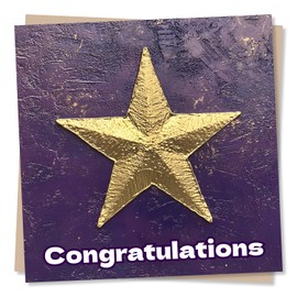 Gorgeous Congratulations Card For Friend or Loved One - Superstar - Gold, Purple, Praise, Well Done - For Women, Men, Child, Grandchild, Relative, Family, Bestie, Colleague, Co-worker