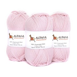 100% Pure Wool Yarn Superwash Set of 3 Skeins (150 Grams) DK Weight - Sourced Directly from Peru - Heavenly Soft and Perfect for Knitting and Crocheting (Baby Pink)