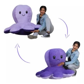 Teddy Babys Pulpo Reversible Pulpito Feliz Enojado Gigante 70 X 80 Cm