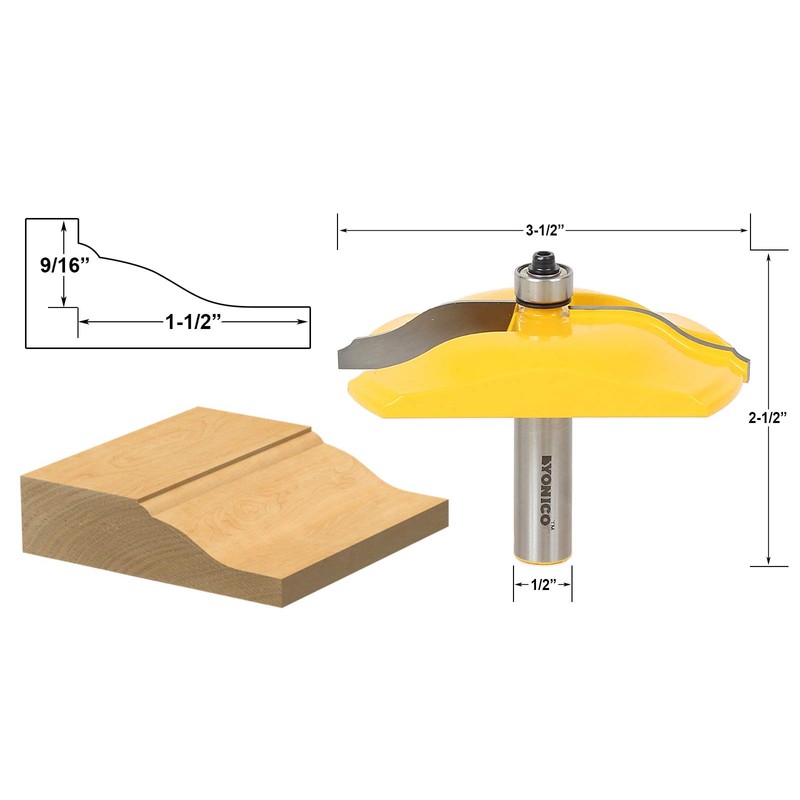 YONICO Raised Panel Cabinet Door Router Bits 3-1/2-Inch Diameter Ogee