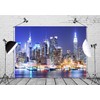 BELECO 8x6ft Fabric New York City Backdrop Manhattan Skyscraper Night
