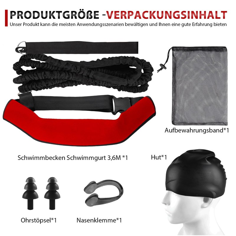 Swimming Belt for Pool 3.6 m Swimming Trainer, Adjustable Swimming