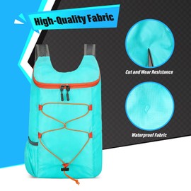 Sahunfri 2 Pcs Ultra Lightweight Backpack, Foldable Backpack Water Resistant Travel Rucksack, Multi-Functional Foldable Backpacks Womens Men For Camping, Hiking, Biking (Blue Orange)