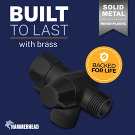 HammerHead Showers® SOLID METAL 3 Way Shower Diverter Valve - Shower Arm Diverter Connects Fixed and Hand Held to Shower Arm Shower Diverter for Dual Shower Head Shower Splitter 2 Way - Matte Black