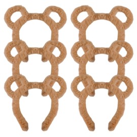 Ewaycom Plush Brown Bear Ears Headband for Women 6Pcs Fluffy Makeup Hairband Adorable Cute Animal Ear Style Soft Face Washing Headbands Cosplay Party Hair Hoop Fashion Headwear