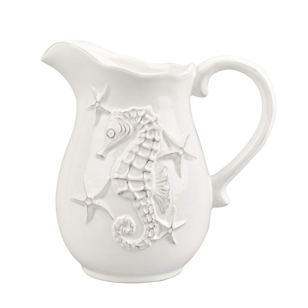 Blue Sky Ceramics Laguna Coastal Pitcher White, Multi
