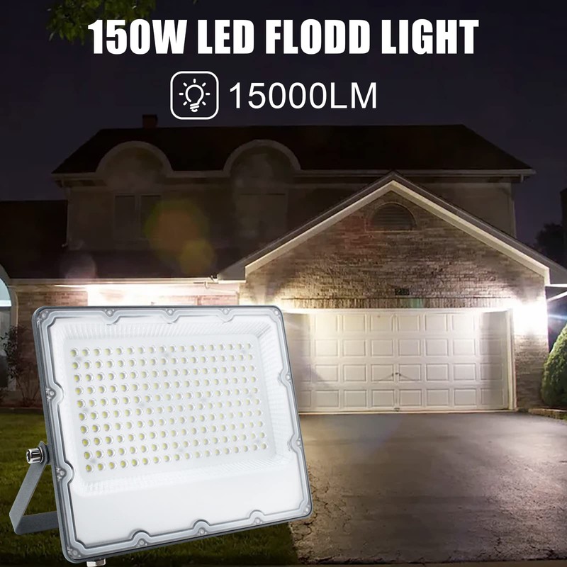 Indmird 150W LED Flood Lights Plug in, Outdoor Security Lights
