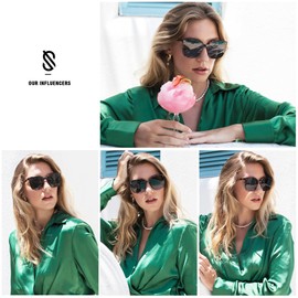 SOJOS Sunglasses for Women Men Vintage Style Shades SJ2157,Black/Grey