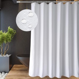 EurCross White Waffle Shower Curtain,Heavy Duty Polyester Water-resistant Machine Washable Bathroom Shower Curtain with 12pcs Hooks,180 x 180cm