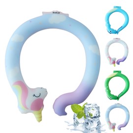 Neck Cooling Tube Kids Reusable Ice Ring Neck Cooler Tube for Kids Ice Ring Wearable Body Cooling Products for Outdoor Indoor, Relief for Hot Flashes and Summer (Blue Pony)