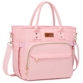 Lunch Bag Lunch Box Women Insulated Cooler Bag for Work, Large Lunchbox for Adult, Leakproof Womens Lunch Tote Bags with Shoulder Strap for Travel, Picnic, Pink