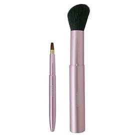 Takumi no Cosmetic Brush Kumano Brush, Portable Face, Cheek Brush & Lip Brush Set with Cap (Pink) (Sliding/Extrusion) RSP0809