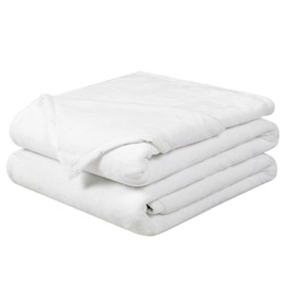 Soft Queen Size Blanket All Season Winter Warm Microplush Lightweight Thermal Fleece Blankets for Couch Bed Sofa,90x90 Inches,White