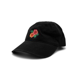 Riot Society Sombrero de papá ajustable bordado para hombre, Hibisco bordado (negro), Talla única