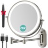 Auxmir 8'' Wall Mounted Lighted Makeup Mirror, 3200mAh Rechargeable Double-Sided