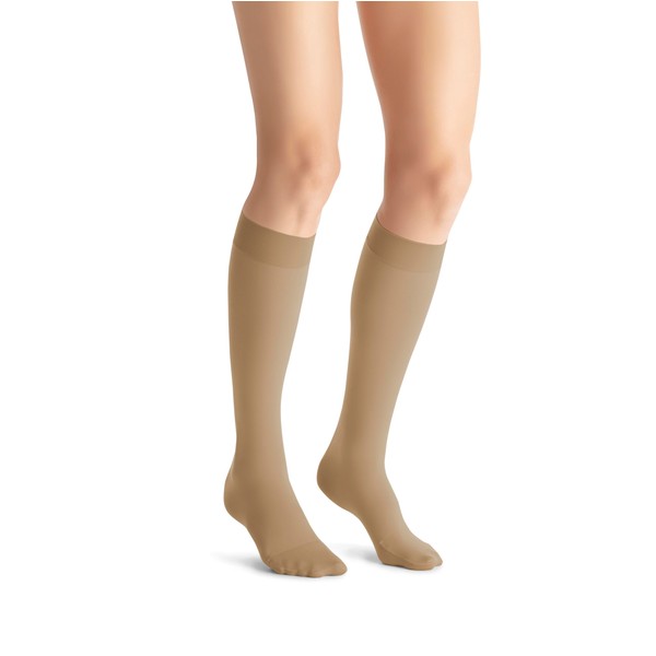 JOBST 115213 Opaque Knee High 15-20 mmHg Compression Stockings, Closed Toe, Medium, Natural